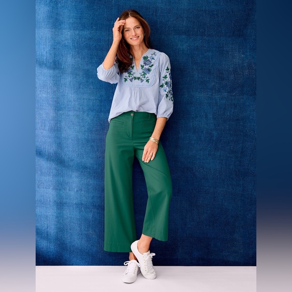 Talbots EMBROIDERED STRIPE POPOVER Top Size Petite Small - Picture 4 of 8